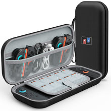 Lade das Bild in den Galerie-Viewer, MEKO Tasche für Nintendo Switch 2 (2025) Robuste 600D-Polyester-Switch-Schutzhülle mit 10 Spielkarten-Fächern, stoßfestem Eva-Innenfutter & Vollschutz-Design (Schwarz)