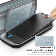 Lade das Bild in den Galerie-Viewer, MEKO Tasche für Nintendo Switch 2 (2025) Robuste 600D-Polyester-Switch-Schutzhülle mit 10 Spielkarten-Fächern, stoßfestem Eva-Innenfutter & Vollschutz-Design (Schwarz)