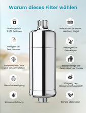 Lade das Bild in den Galerie-Viewer, MEKO 32-Stufen Duschfilter, Ersetzbare Shower Filter Duschwasserfilter für hartes Wasser, Reduziert Chlor, Verunreinigungen, Schwermetalle, Filterkapazität 20,000 L, 1 Ersatz-Filterpatrone