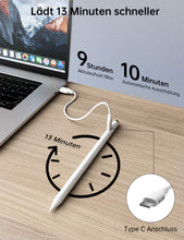 Lade das Bild in den Galerie-Viewer, Schnellladegerät Modell II Anti-Falsch-Touch-Aktivstift weiß (Silikonkopf 3 + Stiftspitze 3 + Staubstecker 1)