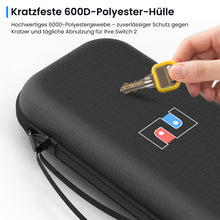 Lade das Bild in den Galerie-Viewer, MEKO Tasche für Nintendo Switch 2 (2025) Robuste 600D-Polyester-Switch-Schutzhülle mit 10 Spielkarten-Fächern, stoßfestem Eva-Innenfutter & Vollschutz-Design (Schwarz)