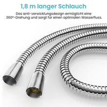 Lade das Bild in den Galerie-Viewer, MEKO Duschschlauch 1,8m – 304 Edelstahl Brauseschlauch mit universellem Anschluss, Extra-Länge Duschkopf Schlauch und 360-Grad flexibles Anti-Verwicklungsdesign (Silber)

