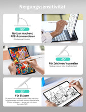 Lade das Bild in den Galerie-Viewer, MEKO Stift für Apple iPad 2018-2025 mit Schnellladeleistung, Pen mit Palm Rejection und Neigungssensitivität, Pencil für iPad 6.-10./A16, Pro M4/13,11",12.9", Mini 5.-7., Air M2/M3 3.-5., Weiß
